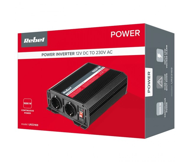 INVERTOR 12V 230V 1000W 2 IESIRI REBEL 