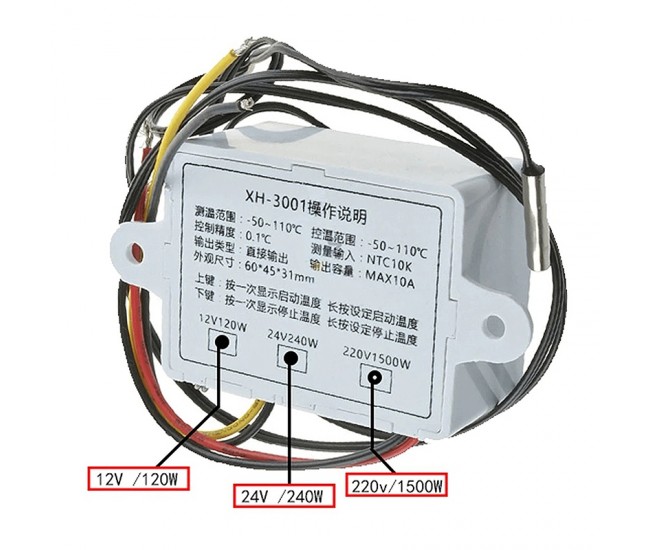 TERMOSTAT LCD TEMPERATURA XH-W3001 230V 