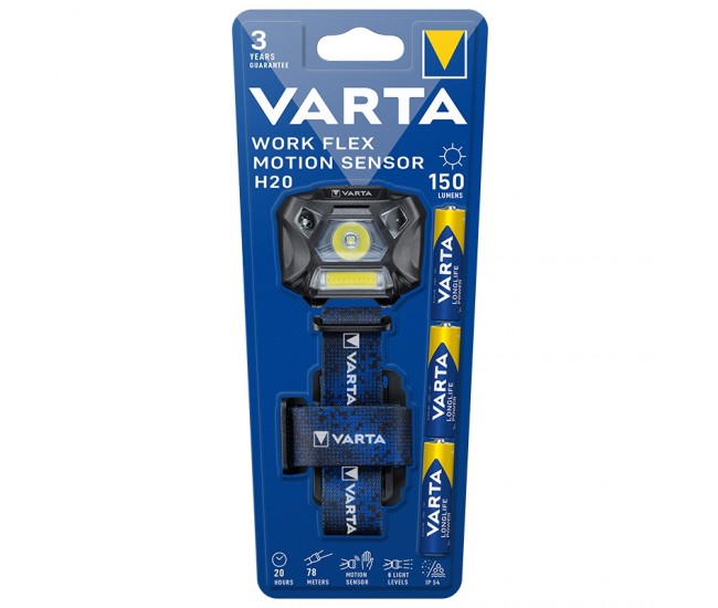 LANTERNA LED 3W COB WORK FLEX MOTION SENSOR H20 VARTA 