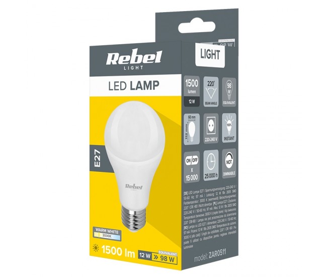 BEC LED A60 E27 12W 3000K 230V REBEL 