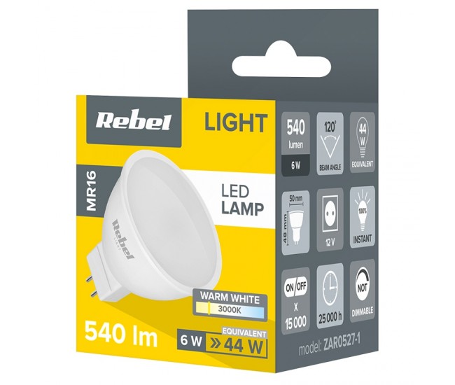 BEC LED MR16 6W 3000K 12V REBEL 