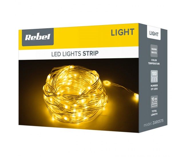 DECORATIUNE LED ALB CALD 10M REBEL 