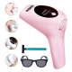 Epilator IPL Lila Care cu maner, epilare definitiva, 900.000 pulsatii, cu display LCD, 8 trepte de putere, roz