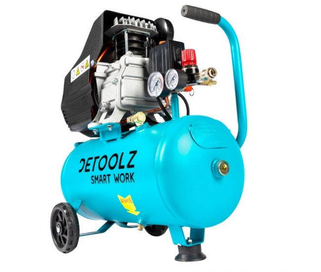 Compresor detoolz 24l cu ulei, 1500 w, debit 160l/min, 8 bar, 2 prize de aer