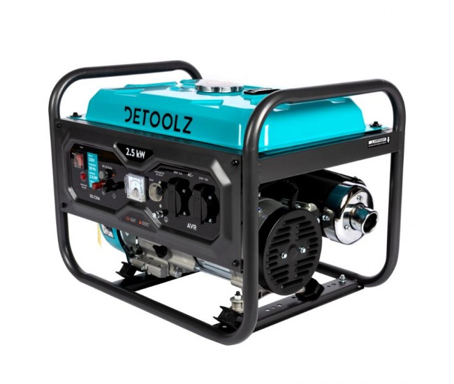 Generator detoolz 2.5kw 2 prize 230v benzina, 4t, pornire manuala 15l fara roti g01