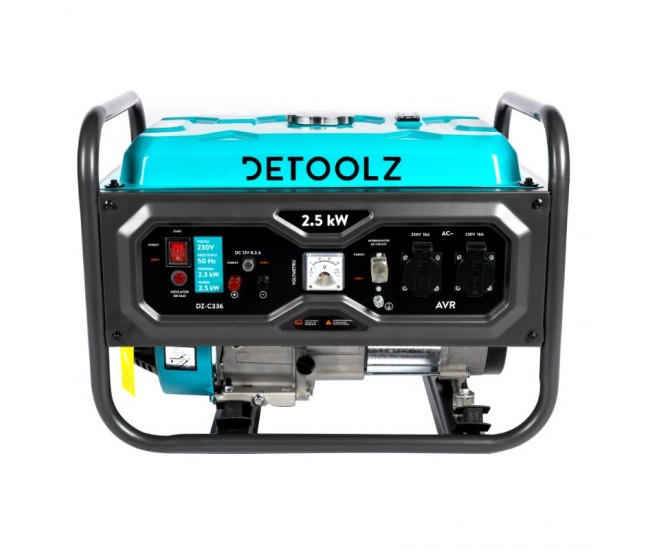 Generator detoolz 2.5kw 2 prize 230v benzina, 4t, pornire manuala 15l fara roti g01