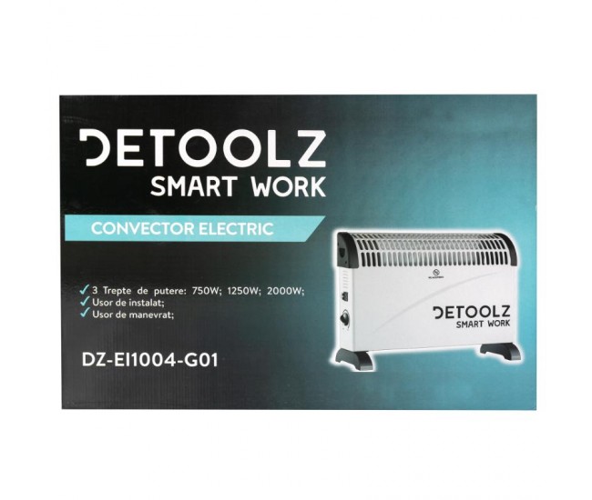 Convector electric detoolz, 2kw, 3 trepte de putere, cu termostat reglabil