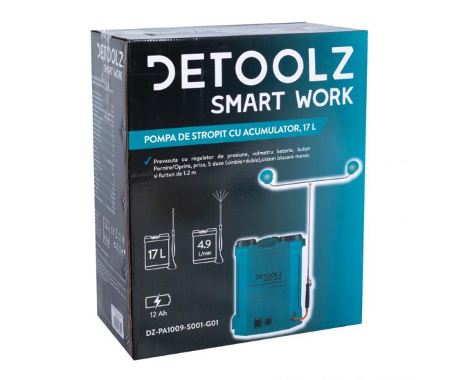 Pompa de stropit cu acumulator, detoolz 17l