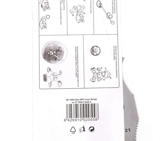 Disc mtc inox zimtat cu 2t 305x1.6x25.4