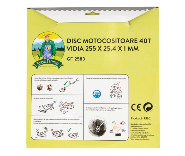 Disc motocositoare 40t vidia 255 x 25.4 x 1mm