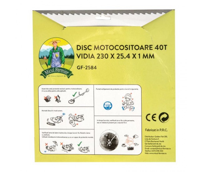 Disc motocositoare 40t vidia 230 x 25.4 x 1mm