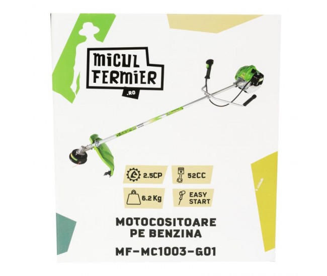 Motocositoare micul fermier 2.5cp, 52cc, motor benzina 2t, pornire rapida, 3 accesorii, tija 28mm