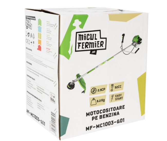 Motocositoare micul fermier 2.5cp, 52cc, motor benzina 2t, pornire rapida, 3 accesorii, tija 28mm