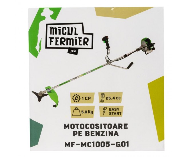 Motocositoare micul fermier 1cp, 25.4cc, motor benzina 2t, pornire rapida, 3 accesorii, tija 26mm