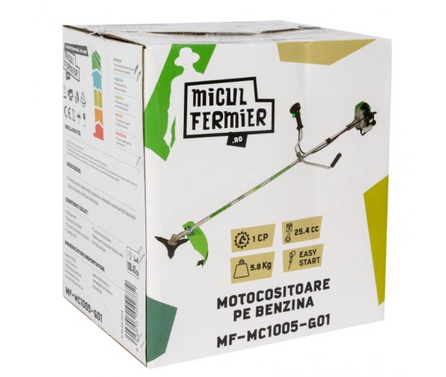 Motocositoare micul fermier 1cp, 25.4cc, motor benzina 2t, pornire rapida, 3 accesorii, tija 26mm