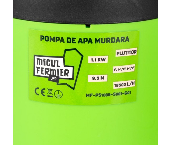 Pompa apa murdara cu plutitor, 1.1 kw, 18500l/h, 9.5m