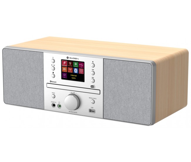 Internet radio GoGEN IR 267 BTDAB, 2x10W, DAB+/FM, CD, LCD, Bluetooth, Spotify Connect, argintiu/maro