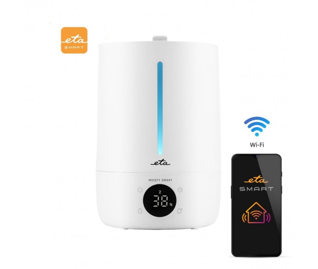 Umidificator de aer cu ultrasunete 2 in 1 ETA Moisty Smart 2629 0000, 5 litri, 25 W, LCD, aromaterapie, alb