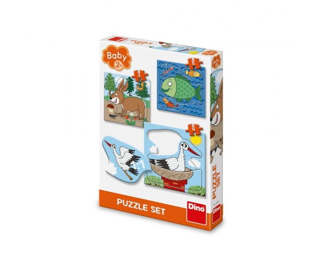 Puzzle 3 in 1, Unde locuiesc animalele - DINO TOYS