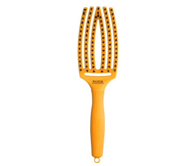 Olivia Garden perie finger brush medium cu păr mistreț yellow sunshine – olivia garden