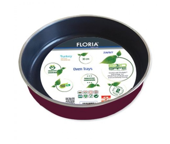 Tava floria zln-2418 aluminiu pentru cuptor model rotund, 34 cm