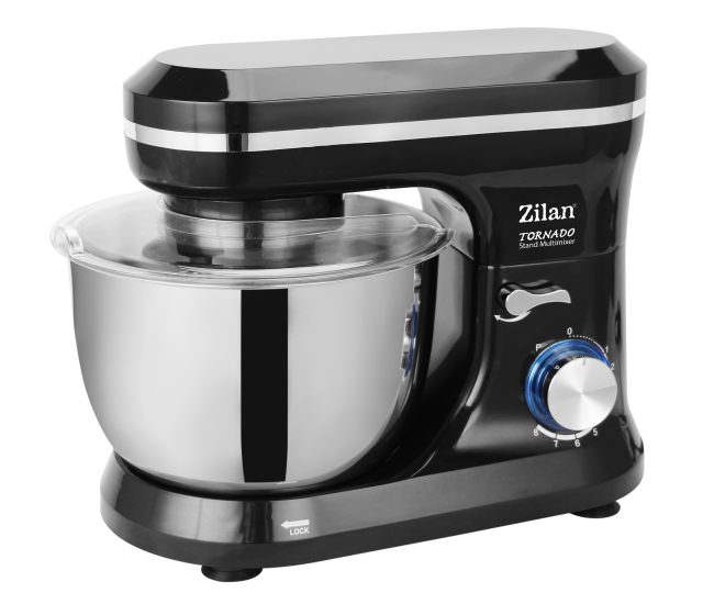 Mixer cu bol din inox zilan zln-1215, 1000 w, bol 4.5 l inox, 8 viteze, negru