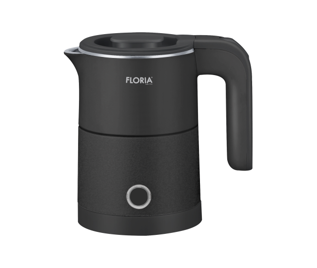 Fierbator electric floria zln1733, capacitate 500ml, putere 1000w, pereti dublii, inox, negru