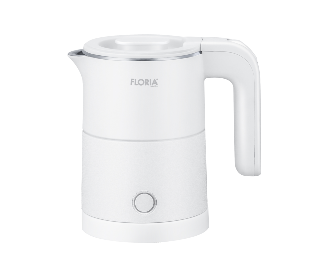 Fierbator electric floria zln1735, capacitate 500ml, putere 1000w, pereti dublii, inox, alb