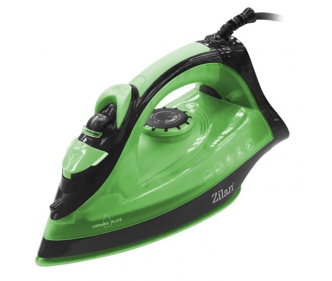 Fier de calcat talpa ceramica zilan zln-2189, verde, putere 2200w, calcare cu aburi si uscata, functie autocuratare