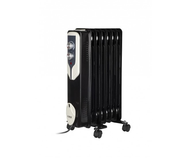 Calorifer electric floria zln-3642,negru 1500 w, 7 elementi, 3 trepte de putere, termostat reglabil, protectie supra-incalzire, indicator luminos, 