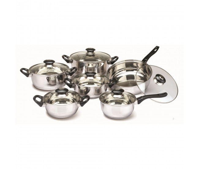 Set oale inox floria zln-1167, 12 piese  6 oale inox+6 capace sticla termorezistenta , manere bachelita, fund dublu, inclusiv inductie