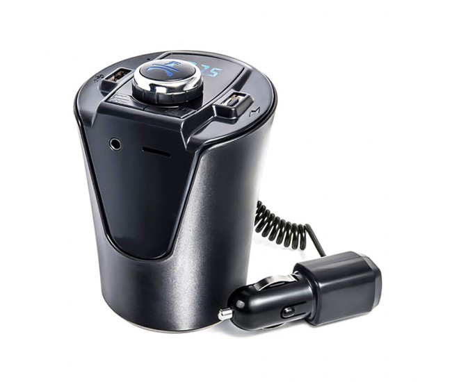 Modulator FM Bluetooth Auto, MCS Car-Cup, incarcator USB, MP3, microSD, AUX, Handsfree LCD BX6