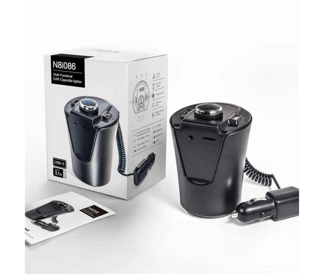 Modulator FM Bluetooth Auto, MCS Car-Cup, incarcator USB, MP3, microSD, AUX, Handsfree LCD BX6